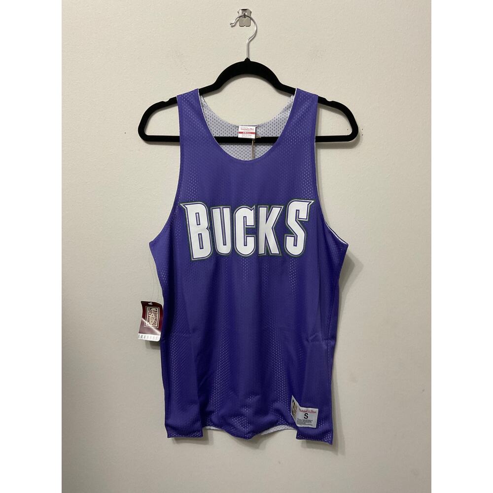 NWT Mens Mitchell & Ness NBA Milwaukee Bucks Reversible Mesh Jersey Sz S $75MSRP